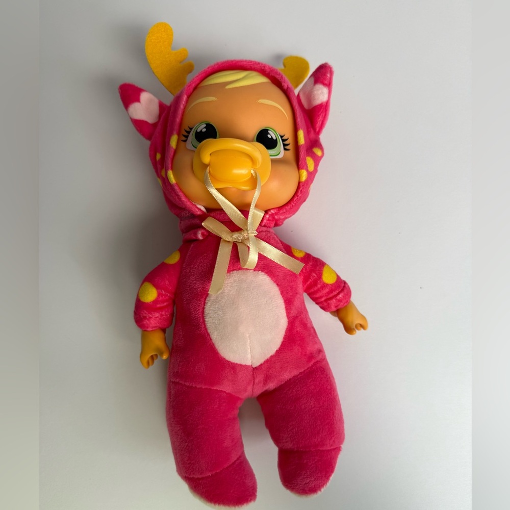 Cry Babies Tiny Cuddles Christmas Reindeer Rosie Baby Doll Pre-Owned